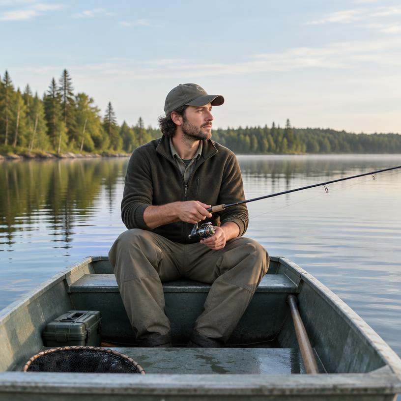 Frequent lake visitor fishing from a small boat